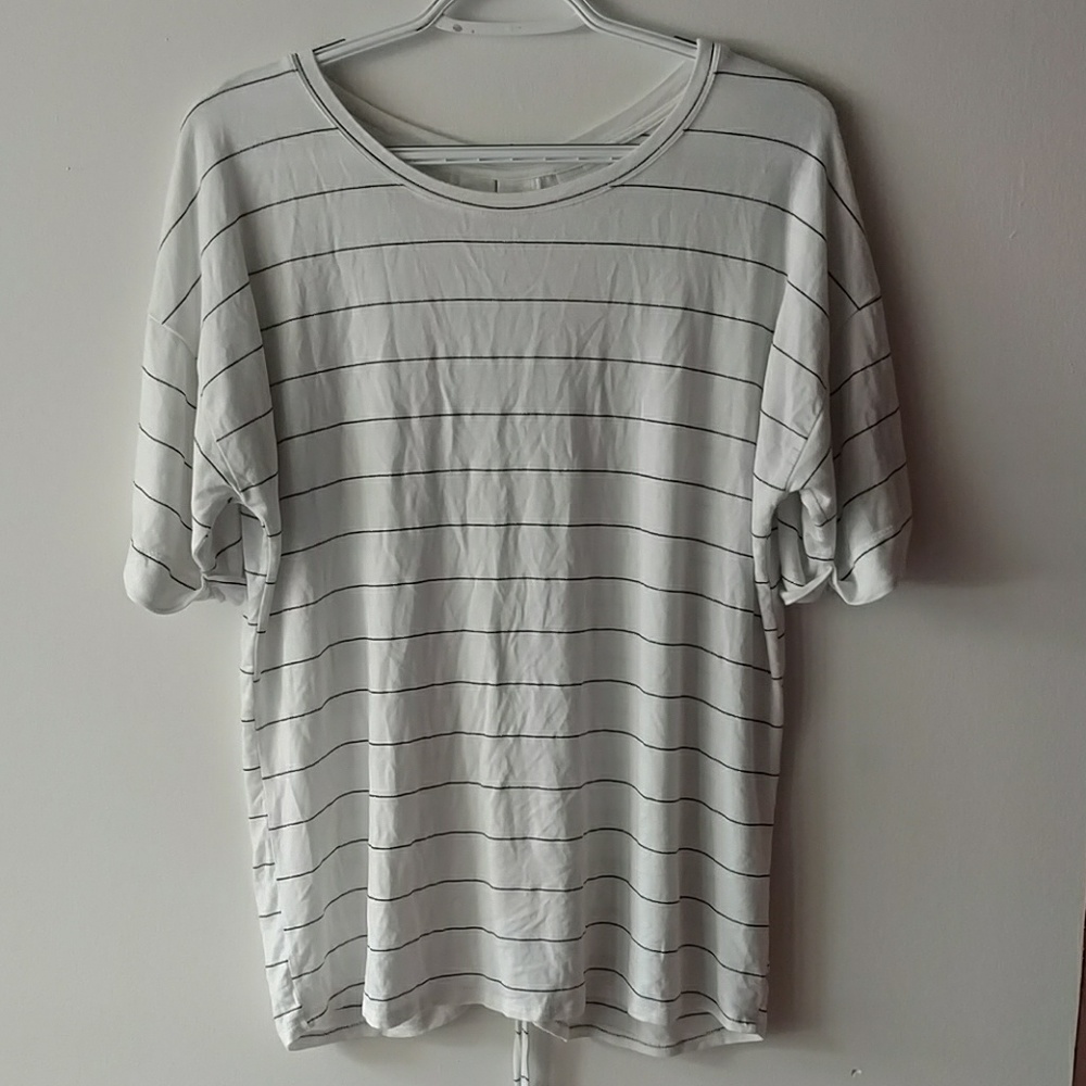 Daytrip black and white striped top. Size L.